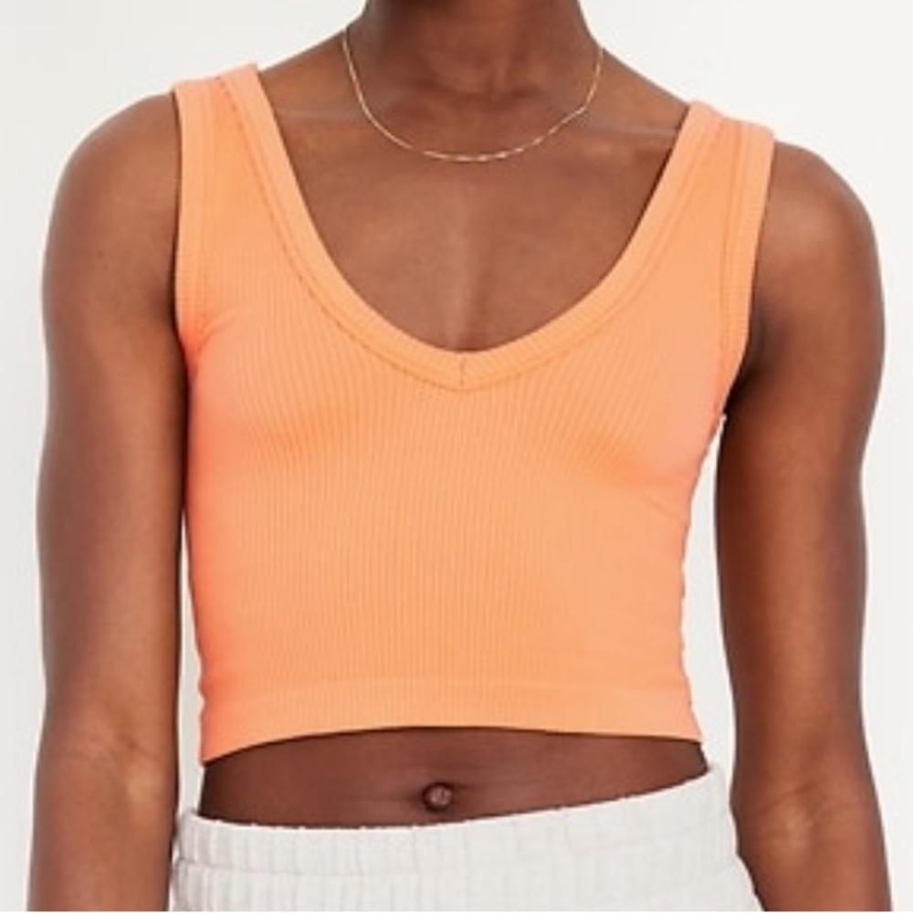 Old Navy Ribbed V-Neck Crop Tank - Yellow